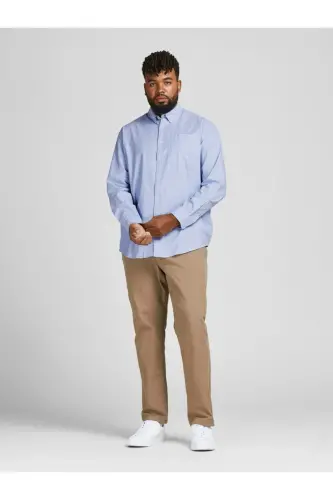 Jack&Jones Plus Size Light Blue Men's Oxford Shirt - 3