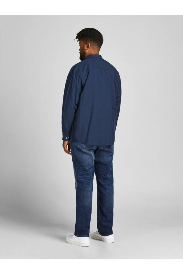 Jack&Jones Plus Size Navy Blue Men's Oxford Shirt - 3