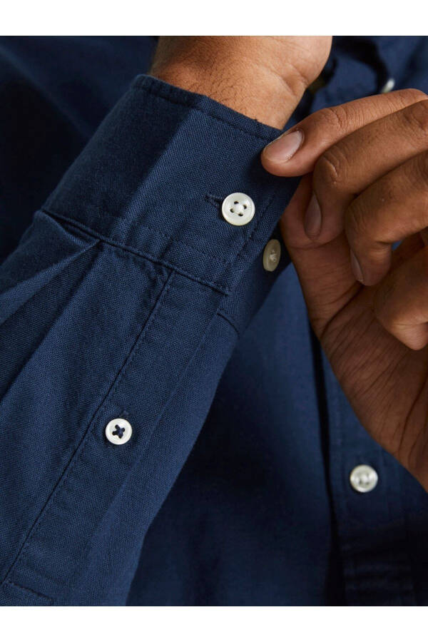 Jack&Jones Plus Size Navy Blue Men's Oxford Shirt - 5