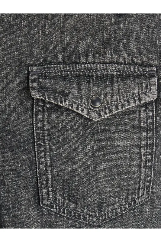 Jack&Jones Qora-kulrang Erkaklar Denim Ko'ylak - 2
