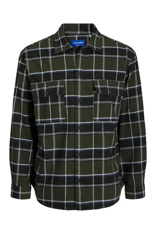 Jack&Jones Rahat Kesim Uzun Kollu Haki Erkek Pamuklu Gömlek 12245681-Haki - 2