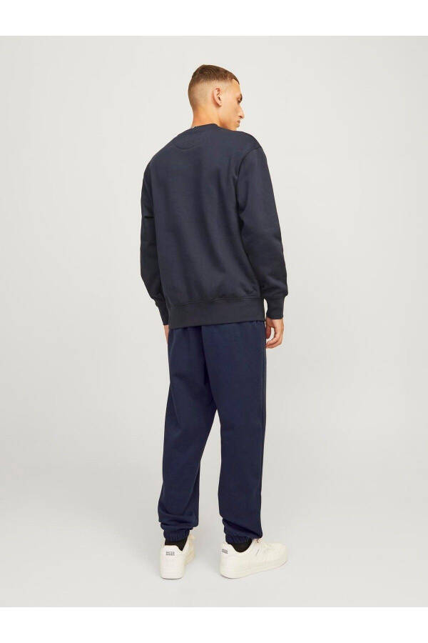 Jack&Jones Relaxed fit, elastic waistband and cuffs, navy blue men's sweatpants. - 6