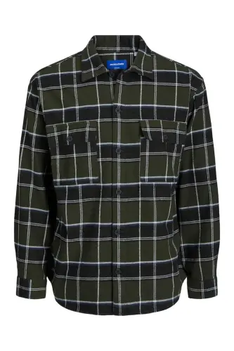 Jack&Jones Relaxed Fit Long Sleeve Khaki Men's Cotton Shirt - JACK & JONES (1)