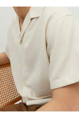 Jack&Jones Relaxed Fit Short Sleeve Ecru Men's Shirt - 6