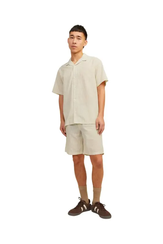 Jack&Jones, relaxed fit, short-sleeved, beige men's shirt. - 2