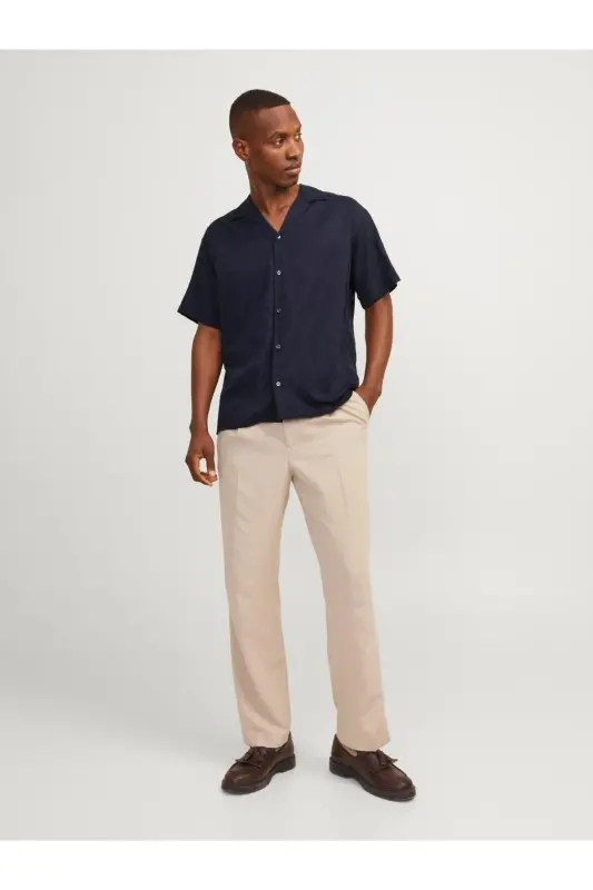 Jack&Jones Resort Collar Regular Fit Short Sleeve Navy Blue Men's Shirt - 2