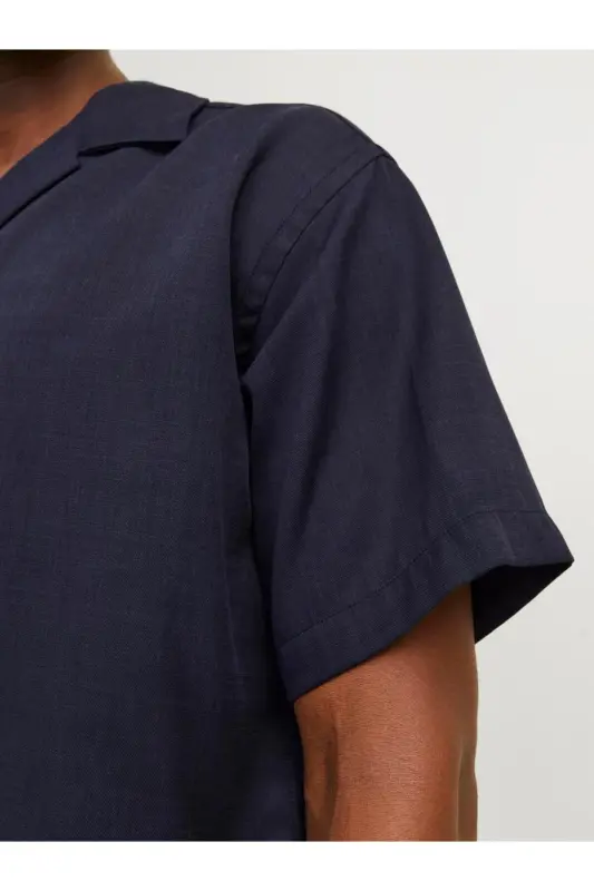 Jack&Jones Oversize Kısa Kol Erkek Gömlek - Minimalist & Rahat - Lacivert - 4