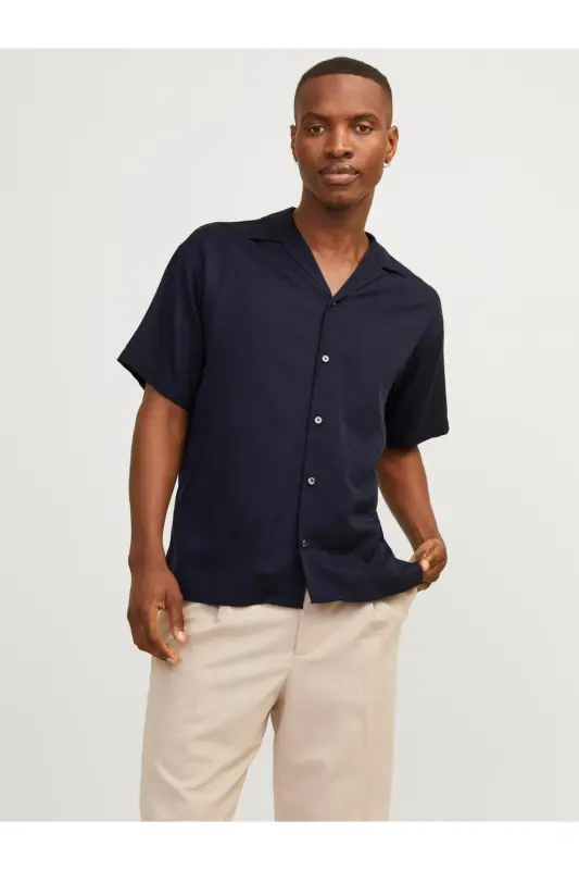 Jack&Jones Resort Yoqa Regular Fit Qisqa Yengli Ko'k Erkaklar Ko'ylak - 1