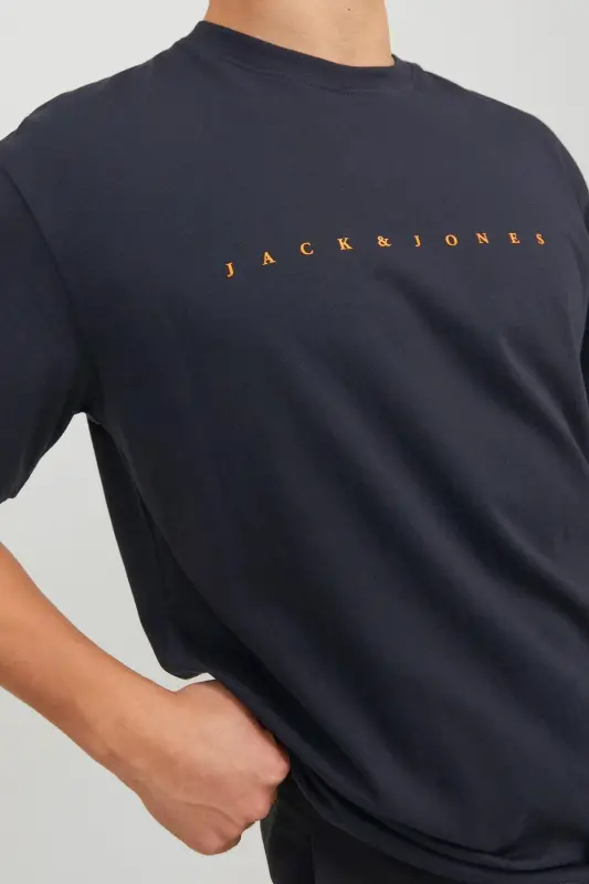 Jack&jones Star Erkaklar To‘q ko‘k Dumaloq Yoqali Futbolka-TO‘Q KO‘K - 2