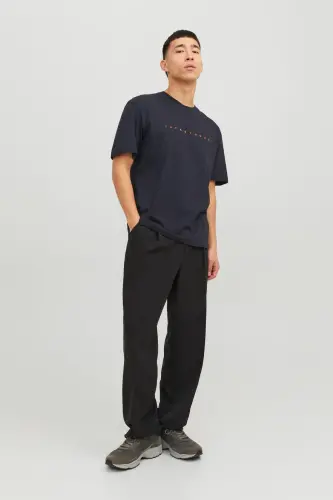 Jack&jones Star Мужская темно-синяя футболка с круглым вырезом - ТЕМНО-СИНИЙ - 1