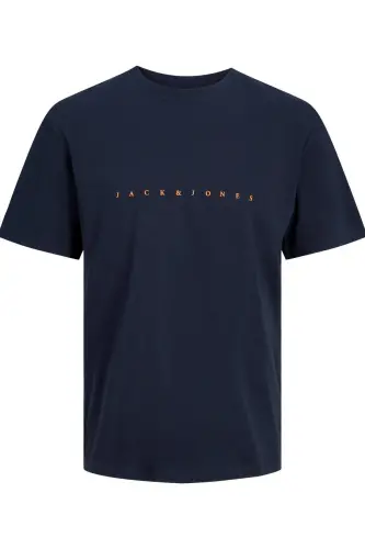 Jack&jones Star Мужская темно-синяя футболка с круглым вырезом - ТЕМНО-СИНИЙ - 6
