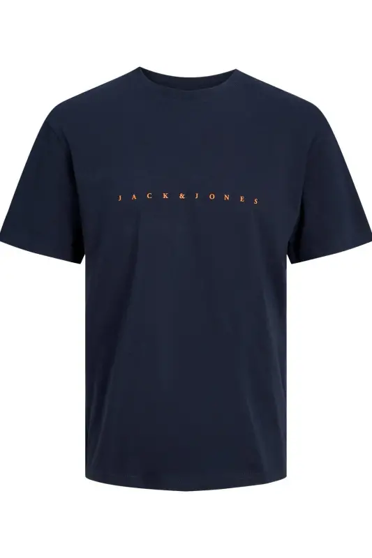 Jack&jones Star Мужская темно-синяя футболка с круглым вырезом - ТЕМНО-СИНИЙ - 6