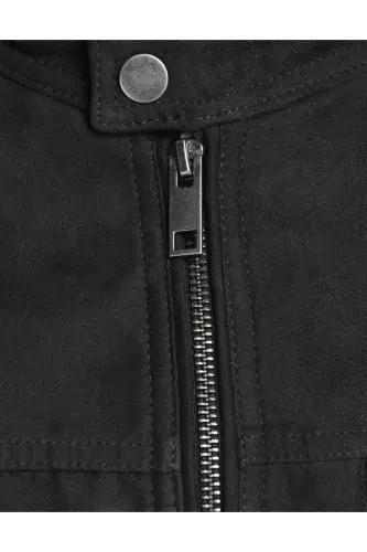 Jack&jones Suede Black Men's Pu Leather Jacket 12147218-Suede Black - 6