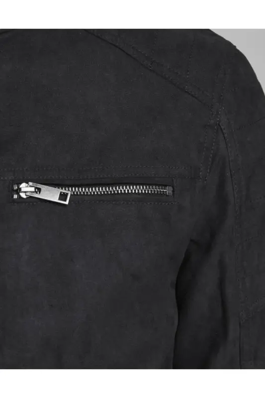 Jack&jones Suede Black Men's Pu Leather Jacket 12147218-Suede Black - 7