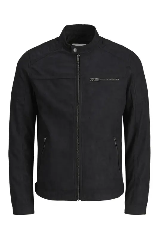 Jack&jones Suede Black Men's Pu Leather Jacket 12147218-Suede Black - 2