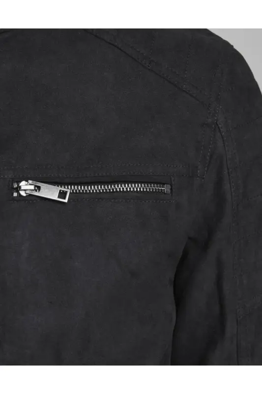 Jack&jones Suede Black Men's Pu Leather Jacket 12147218-Suede Black - 8