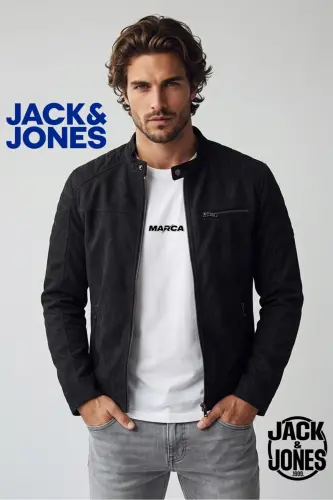 Jack&jones Süet Siyah Erkek Pu Deri Ceket 12147218-Süet Siyah 