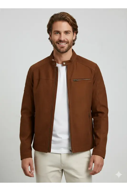 Jack&jones Taba Erkek Pu Deri Ceket 12147218-Taba - JACK & JONES