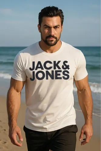 Jack&jones Tee Ss Crew Neck Fst Erkak T-shirt 12151955 Oq-White - 8