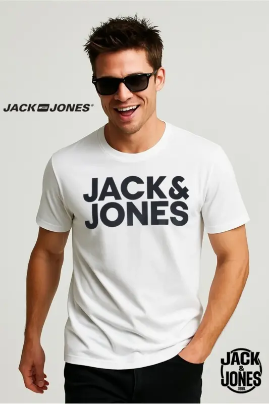 Jack&jones Tee Ss Crew Neck Fst Erkek T-shirt 12151955 Beyaz - White - 5