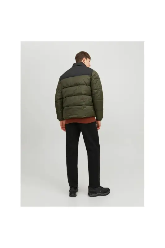 Jack&Jones Toby Puffer Collar Herrenmantel mit grünem Stehkragen - HAKI - 5
