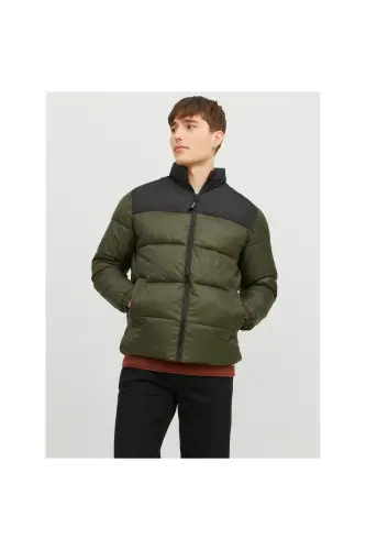 Jack&jones Toby Puffer Collar Erkek Yeşil Dik Yaka Mont-HAKİ - 1