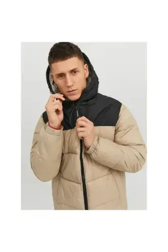 Jack&jones Toby Puffer Hood Sn Erkak Bej Kapüşonlu Mont-BEJ - 3