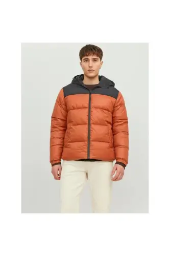 Jack&jones Toby Puffer Hood Sn Erkek Turuncu Kapüşonlu Mont - KİREMİT 