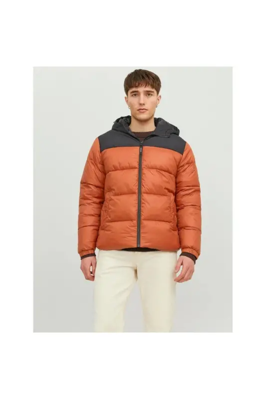 Jack&jones Toby Puffer Hood Sn Erkek Turuncu Kapüşonlu Mont - KİREMİT - 1