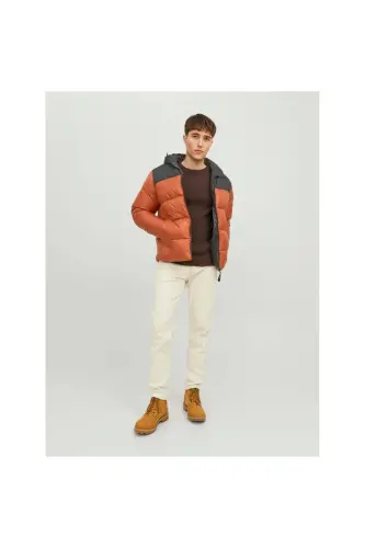 Jack&jones Toby Puffer Hood Sn Erkek Turuncu Kapüşonlu Mont - KİREMİT - 2