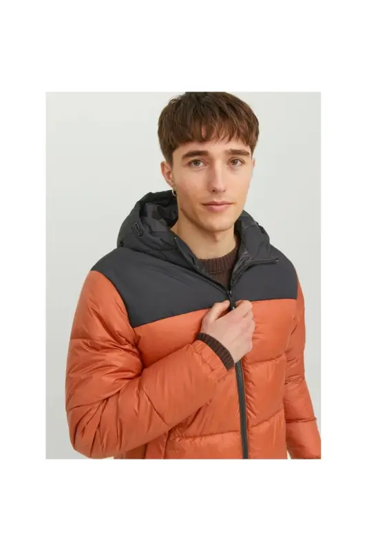 Jack&jones Toby Puffer Hood Sn Erkek Turuncu Kapüşonlu Mont - KİREMİT - 4
