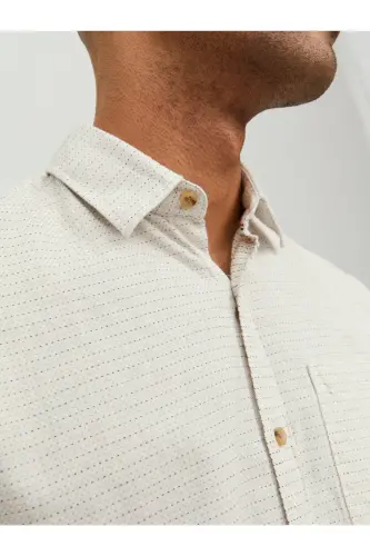 Jack&Jones White Cotton Short Sleeve Men's Shirt (12235362) - 6