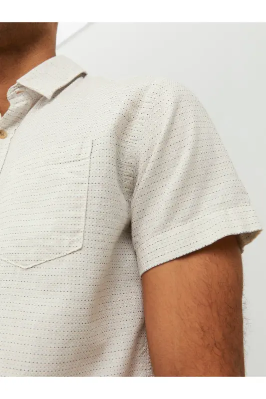 Jack&Jones White Cotton Short Sleeve Men's Shirt (12235362) - 7