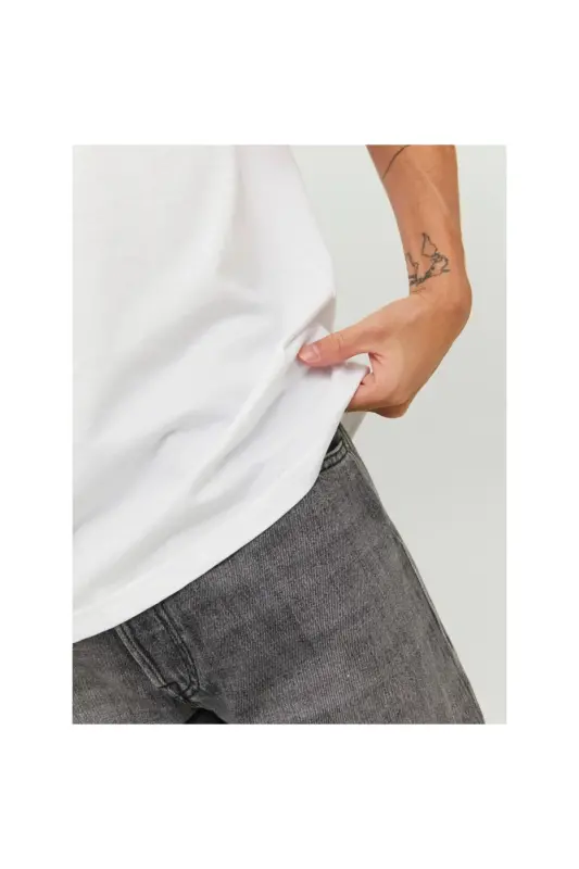 Jack&Jones White Men's T-shirt, 100% cotton, crew neck, printed. - 5