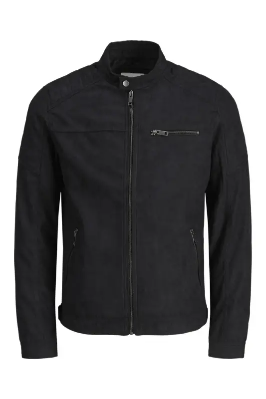 Jack&jones Замша Черный Мужской Pu Кожаная Куртка 12147218-Замша Черный - 4
