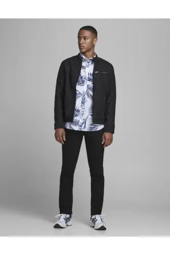 Jack&jones Zamsh Qora Erkak PU Teri Kurtka 12147218-Zamsh Qora - JACK & JONES (1)