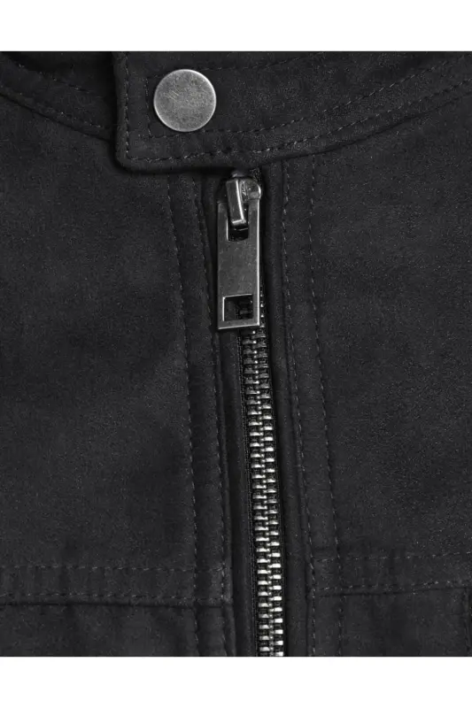 Jack&jones Zamsh Qora Erkak PU Teri Kurtka 12147218-Zamsh Qora - 6