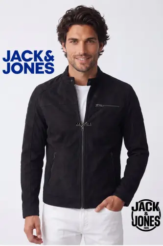 Jack&jones Zamsh Qora Erkak PU Teri Kurtka 12147218-Zamsh Qora - 3