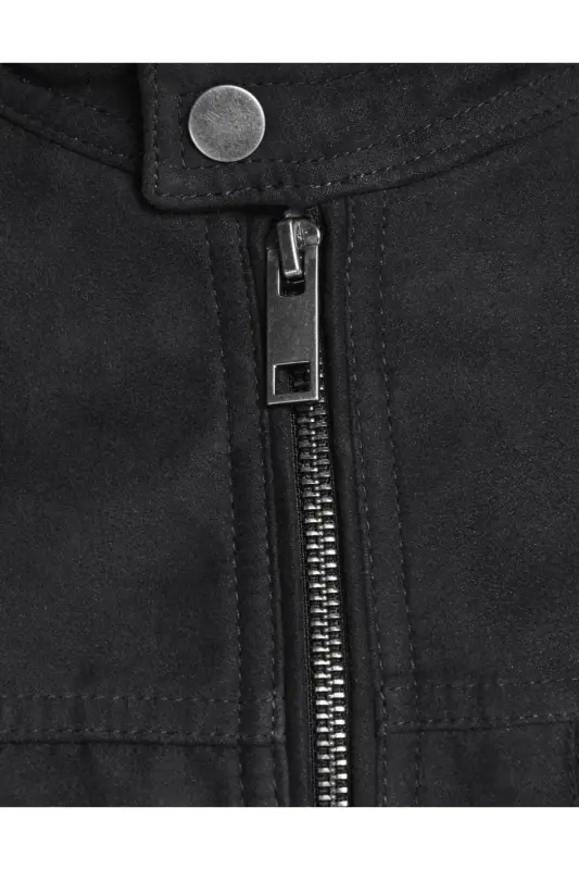Jack&jones Zamsh Qora Erkak PU Teri Kurtka 12147218-Zamsh Qora - 7