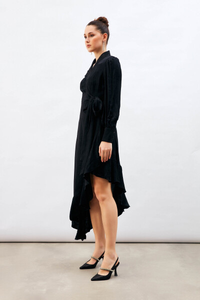 Jacquard Asymmetrical Dress - Black - 6