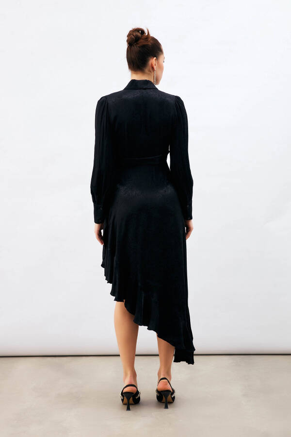 Jacquard Asymmetrical Dress - Black - 7