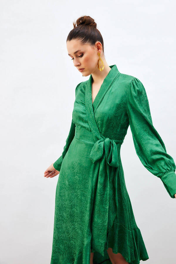 Jacquard Asymmetrical Dress - Green - 2