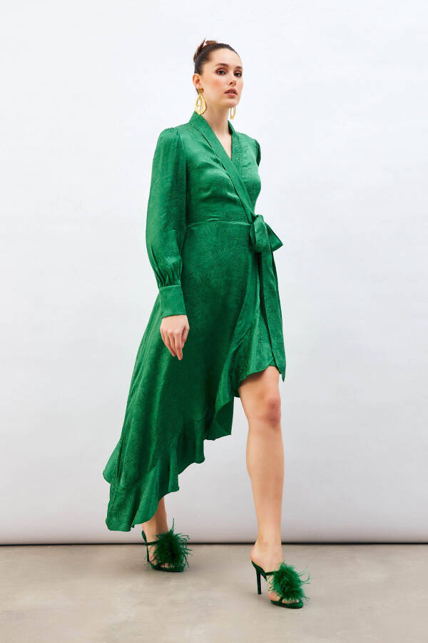 Jacquard Asymmetrical Dress - Green - 6