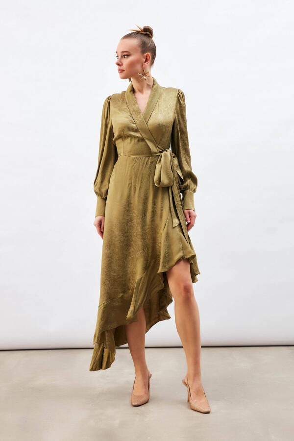 Jacquard Asymmetrical Dress - Khaki - 2