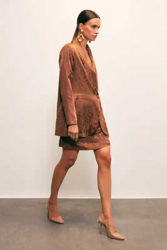 Jacquard Bell Skirt - COFFEE - 1