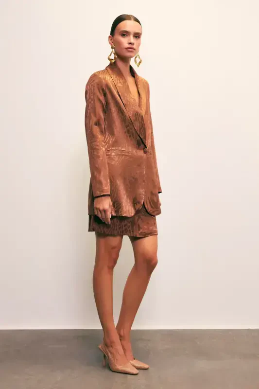 Jacquard Bell Skirt - COFFEE - 2