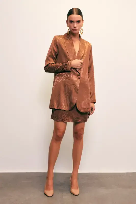 Jacquard Bell Skirt - COFFEE - 3