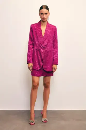 Jacquard Bell Skirt - FUCHSIA - SATEEN (1)