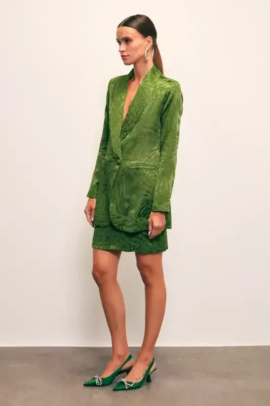 Jacquard Bell Skirt - GREEN - 1