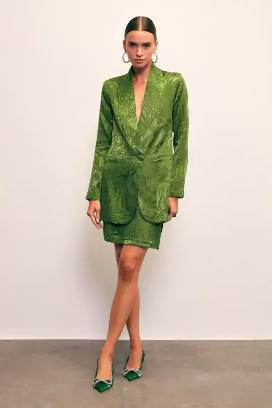 Jacquard Bell Skirt - GREEN - 2